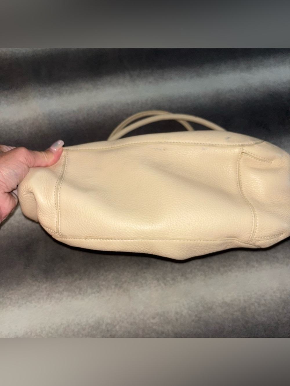 Cole Haan Village Pebbled Leather Slouch Tote Shoulder Bag Ivory Cream - Picture 3 of 11